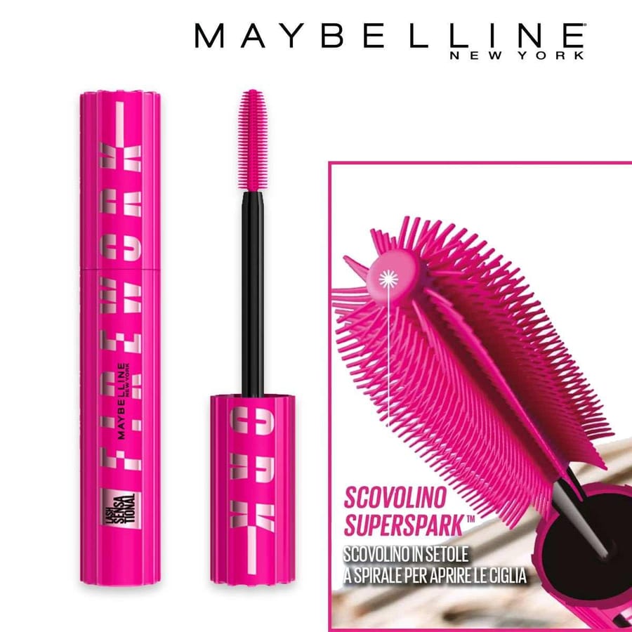 MAYBELLINE MASCARA CIGLIA SENSAZIONALI LASH SENSATIONAL FIREWORKS BLACK ماسكارا لاش سينسيشنال فاير وورك القابلة للغسل من ميبيلين ، 10 مل