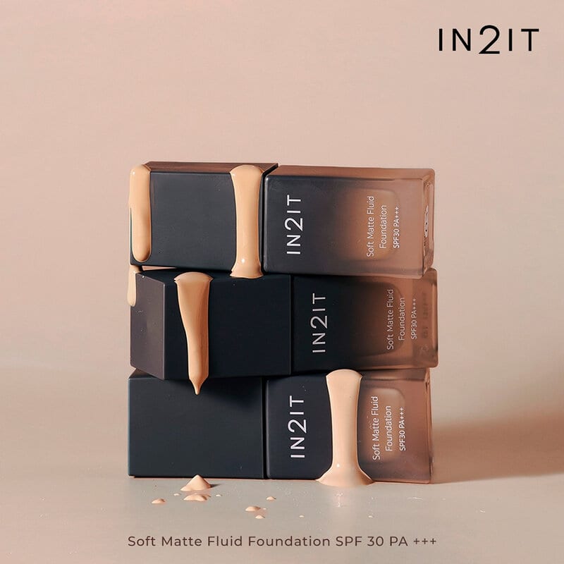كريم أساس ان تو ات سائل مطفي ناعم بواقي شمس 30 in2it soft matte fluid foundation spf30