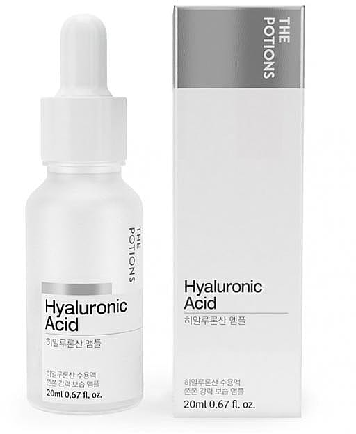 The Potions Hyaluronic Acid Ampoule For Face L Hydrating Moisturizer سيروم حمض الهيالورونيك للوجه من ذا بوتشنز، مرطب ومرطب. مضاد للشيخوخة