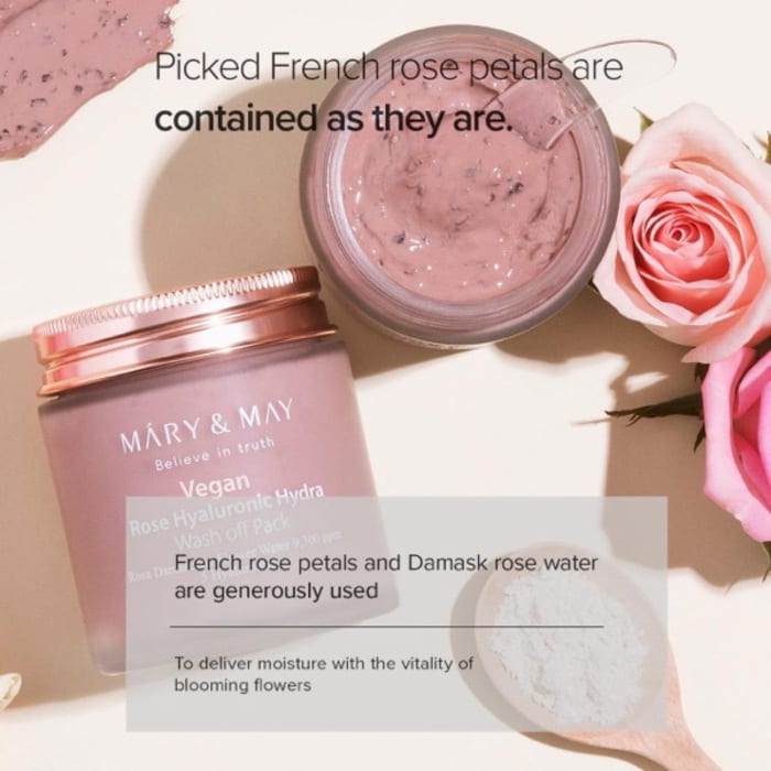 MARY&MAY Rose Hyaluronic Hydra Wash off Pack ماسك الهيالورونيك والورد من ماري اند ماي
