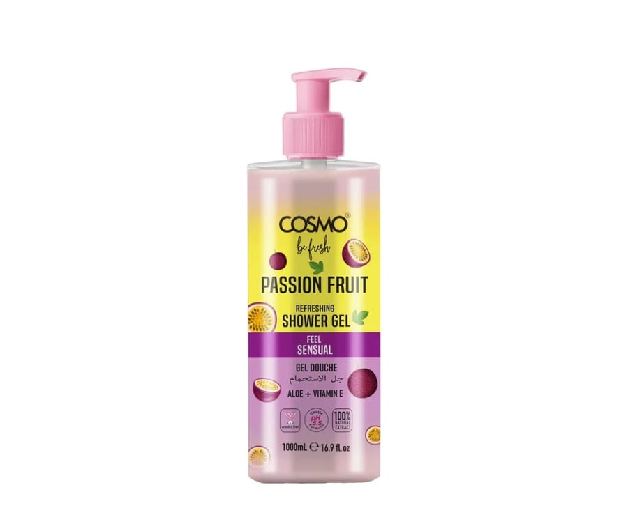 COSMO Passion Fruit Pefreshing Shower Gel - 1000ml | كوزمو جل الاستحمام برائحة الفواكه الاستوائية - 1000 مل