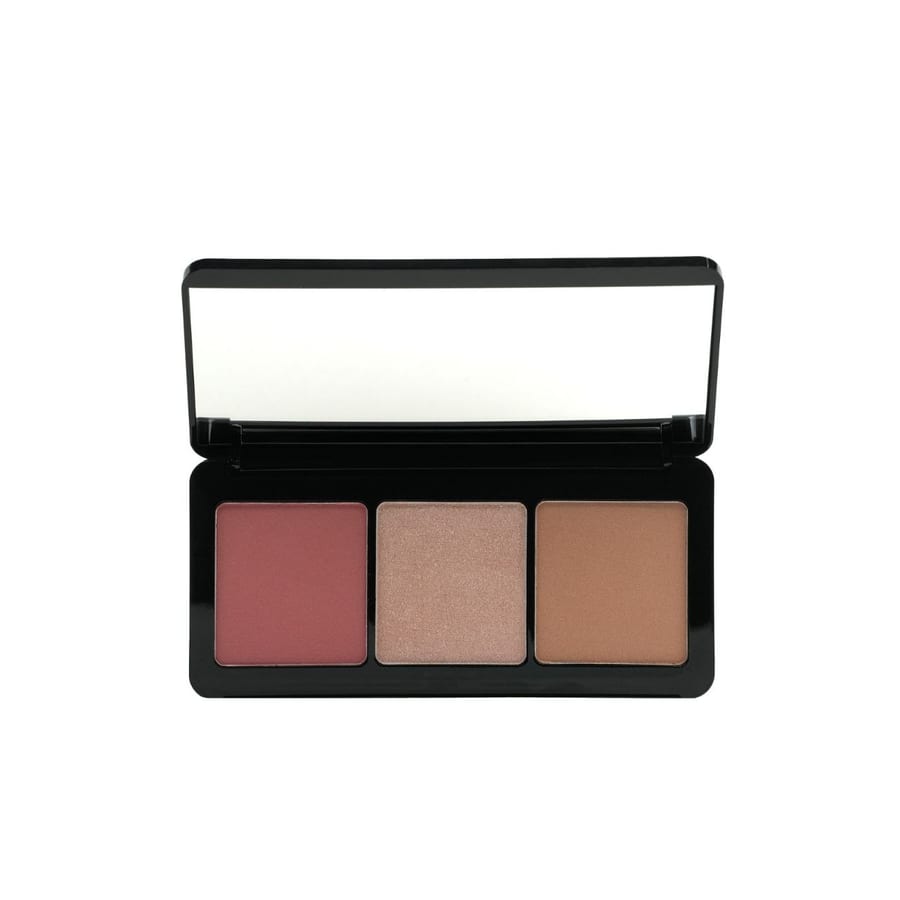سافو باليت ثلاثي بلشر واضاءة وكونتور لامع للخدود وردي savo glass skin trio