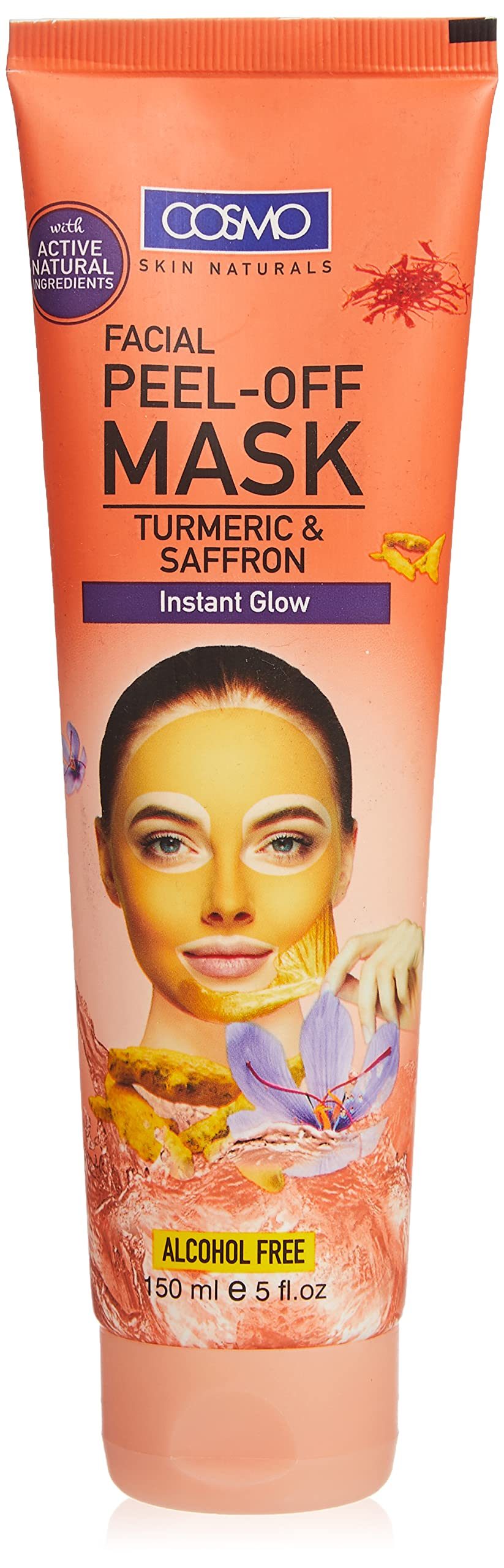 COSMO Turmeric and Saffron Peel Off Facial Mask (150 ml) قناع الوجه المقشر بالكركم والزعفران من كوزمو (150 مل)