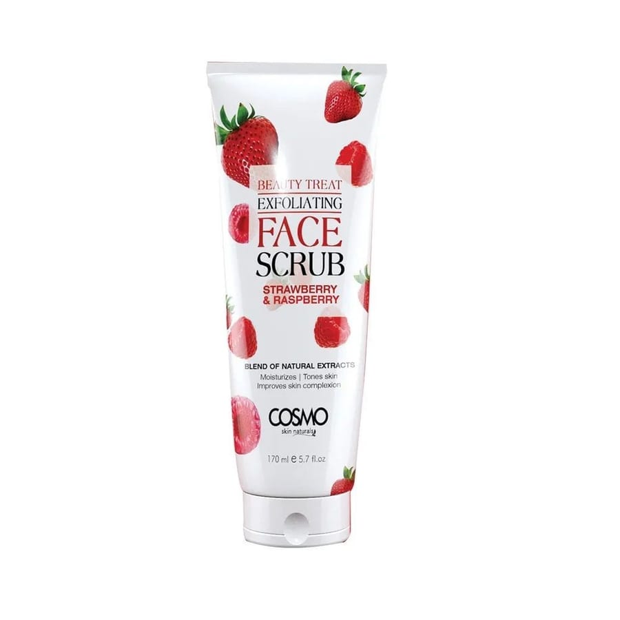 COSMO STRAWBERRY & RASPBERRY SCRUB 170ML مقشرة للوجه بالفراولة والتوت من كوزمو - 170 مل