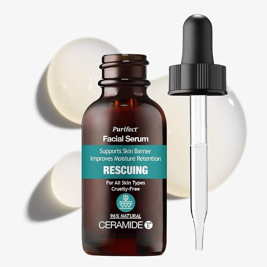Purifect Rescuing Ceramide Face Serum بيوريفكت سيروم الوجه للبشرة الجافة والحساسة والمتهيجة مع البانثينول وفيتامين هـ يدعم حاجز البشرة - ترطيب عميق وإصلاح30 مل