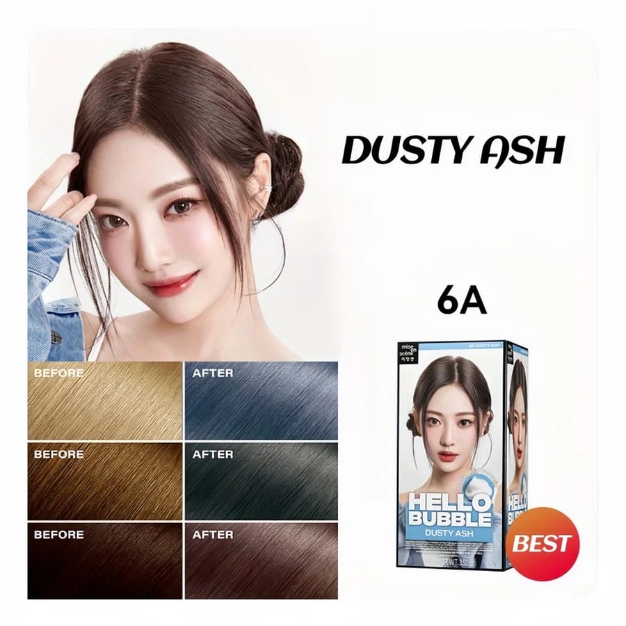 MISE EN SCÈNE Hello Bubble Hair Dye Colour[#6A Dusty Ash] ميز أون سين صبغة الشعر من هيلو بابل [#6A رمادي غباري