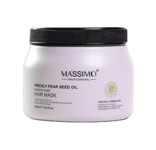 massimo professional prickly seed oil keratin care hair mask ماسيمو بروفيشنال ماسك لتغذية وترطيب الشعر بزيت بذور التين الشوكي والكرياتين 1000 مل