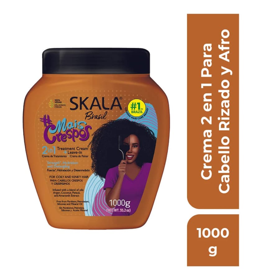 كريم سكالا برازيل ميس كريسبوس 2 في 1 للعلاج والتصفيف Crema de Tratamiento y Peinado 2 en 1 Skala Brasil Mais Crespos