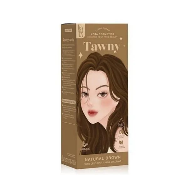 Kota Color Cream Hait Color Organic (Tawny (Natural Brown))-100ml كريم صبغة الشعر من كوتا كوزمتكس، لون بني طبيعي - 100 مل