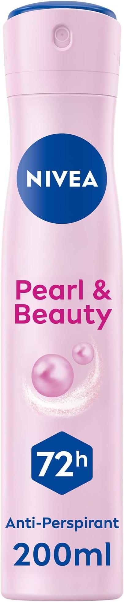 NIVEA Antiperspirant Spray for Women, Pearl & Beauty Pearl Extracts, 200mlبخاخ نيفيا المضاد للتعرق للنساء، بخلاصة اللؤلؤ واللؤلؤ الجمالي، 200 مل