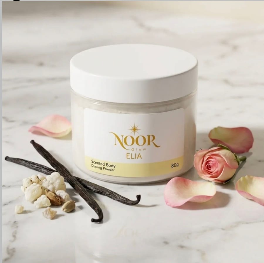 NOOR GLOW ELIA SCENTED BODY DUSTING POWDER 80G نور كلو بودرة الجسم العطرية ايليا