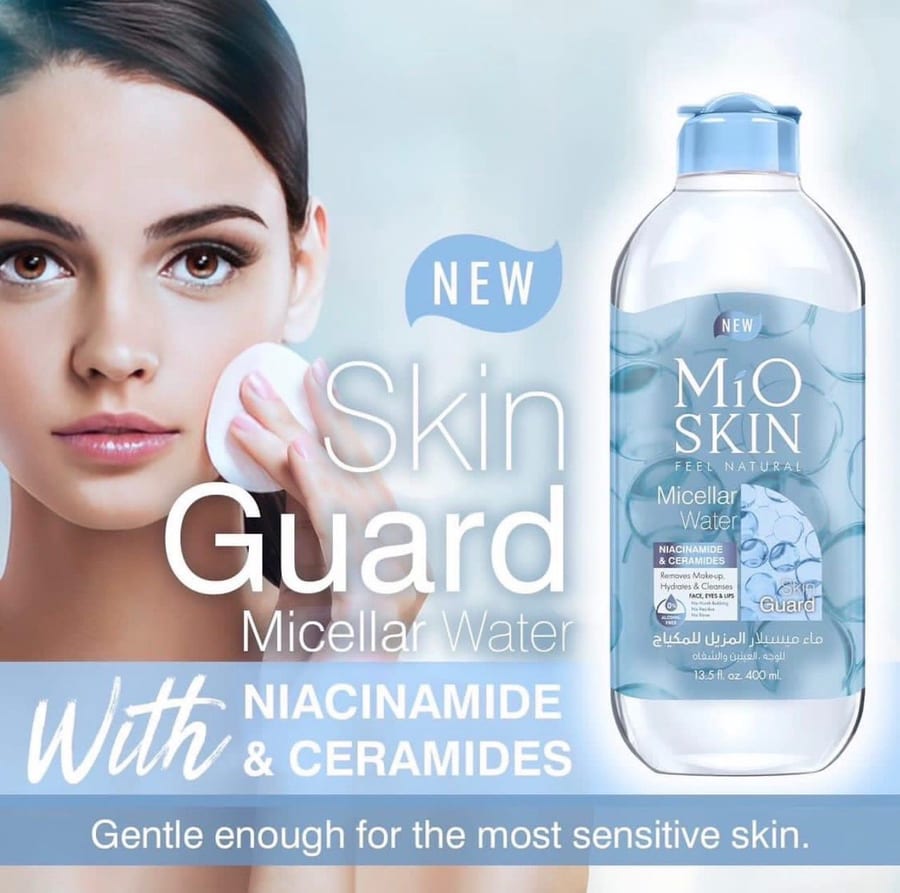 Mio Skin Micellar Water Niacinamide&Ceramides SKIN Guard 400ml مايو سكن ميسيلار مزيل مكياج للوجه والعينين والشفاه
