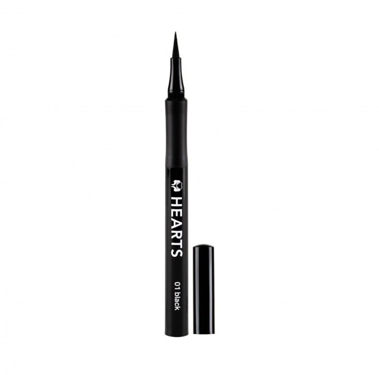 HEARTS LIQUID EYELINER – 01 Black هارتس قلم تحديد العيون المقاوم للماء