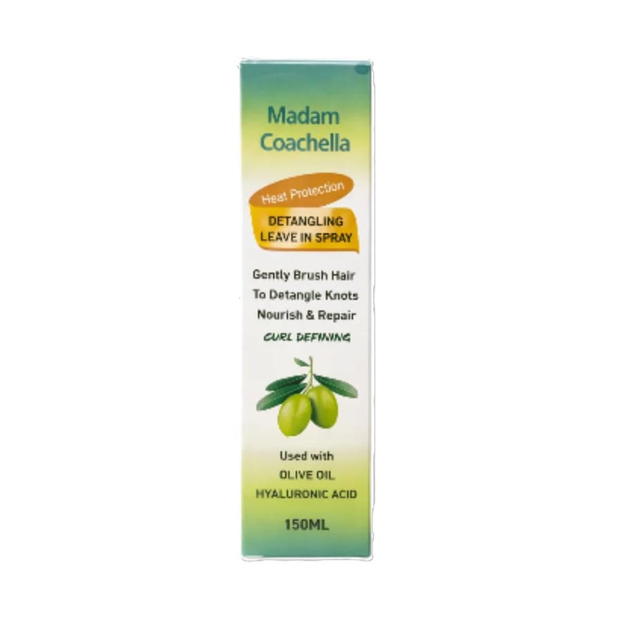 Madam Coachella Detangling Leave In Spray Olive Oil Hyaluronic Acid - 150ml | مدام كوتشيلا بخاخ لفك التشابك بخلاصة زيت الزيتون والهيالورونيك اسيد - 150 مل