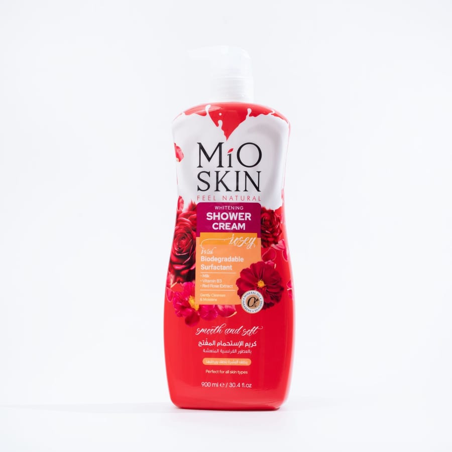 كريم استحمام من مايو سكن بالعطور الفرنسية المنعشة MIO SKIN WHITENING SHOWER CREAM RED ROSE 900ml