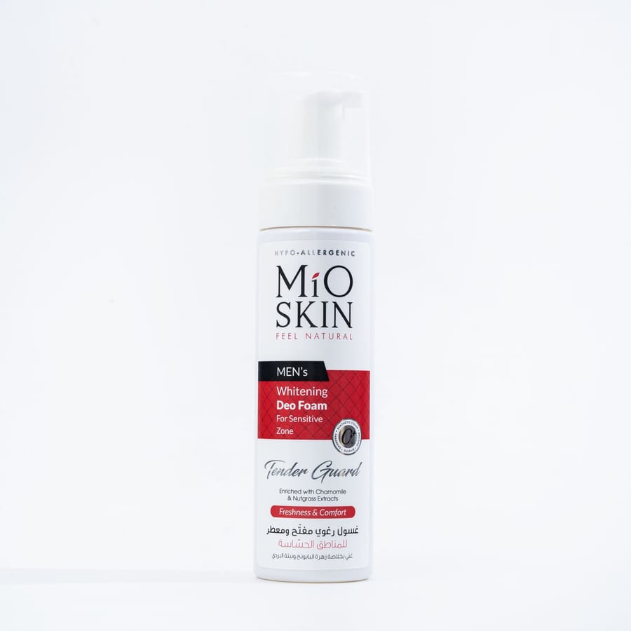 غسول رغوي مفتح ومعطر للمناطق الحساسة للرجال. MIO SKIN MEN ‘S WHITENING DEO FOAM FOR SENSITIVE ZONE TENDER GUARD