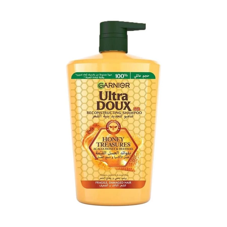 شامبو غارنييه ألترا دو المجدد للشعر بفوائد العسل القيّمة - 1000 مل Ultra Doux Renewing Shampoo with the Valuable Benefits of Honey - 1000 ml