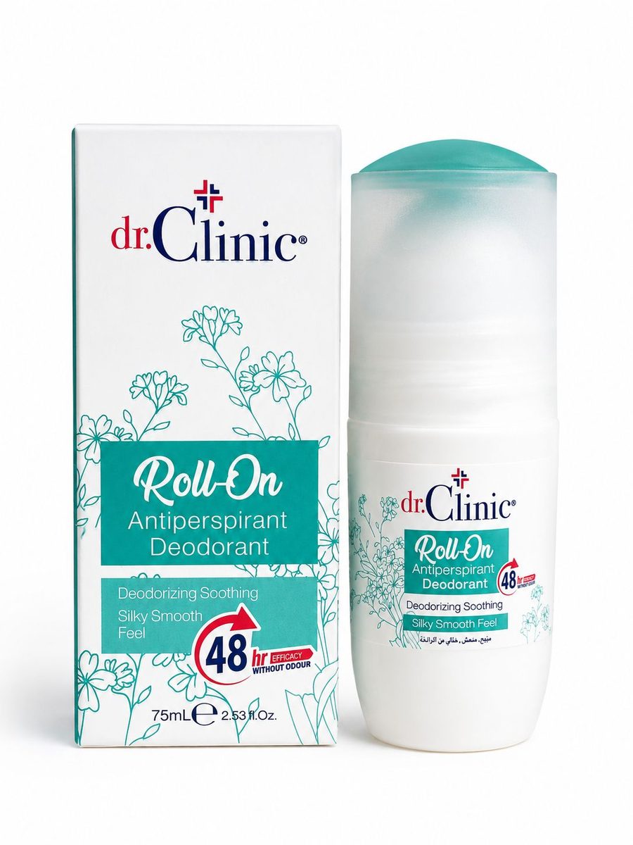دكتور كلينك رول أون مزيل عرق - 75مل dr.Clinic Roll On Antiperspirant Deodorant Deodoriziing Soothing Silky Smooth Fell 48Hr - 75ml |