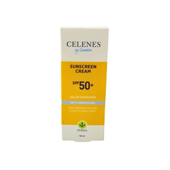 سيلينس كريم واقي شمسي للبشرة الجافة و الحساسة spf50+ - 50 مل Celenes by Sweden Sunscreen Spf50+ Dry & Sensitive Skin - 50ml |