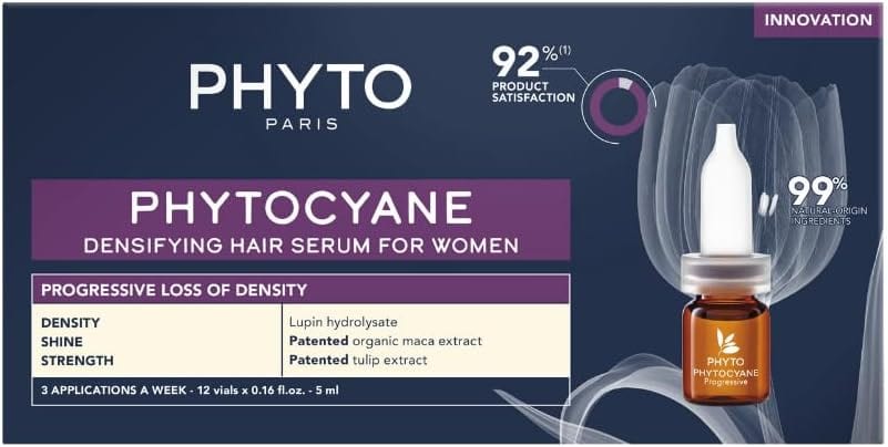 فيتو فيتوسيان، علاج تدريجي مضاد لتساقط الشعر للنساء، 12 عبوة × 5 مل Phyto Phytocyane Anti Hair Loss Progressive Treatment Women 12 x 5ml
