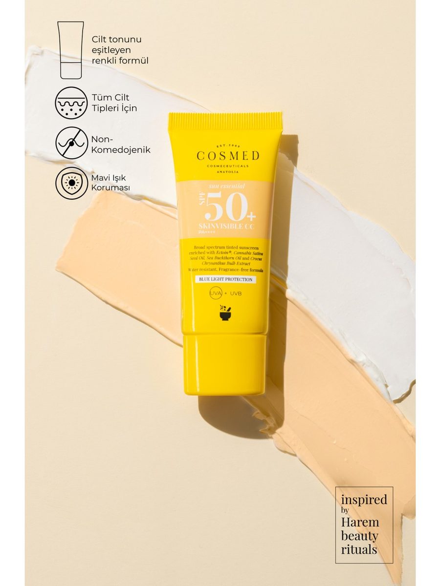 Cosmed Sun Essential Tinted Skinvisible CC Spf50 - 30ml | كوزميد كريم واقي شسمي سي سي مع لون spf50 - 30 مل