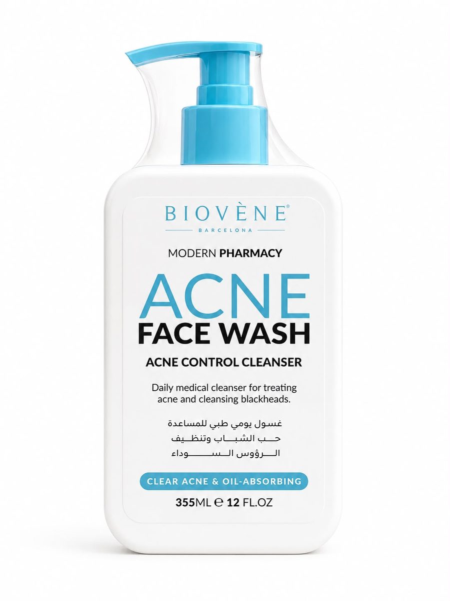 BIOVENE acne face cleanser 355 ml - غسول يومي لعلاج حب الشباب والرؤوس السوداء من بايوفين