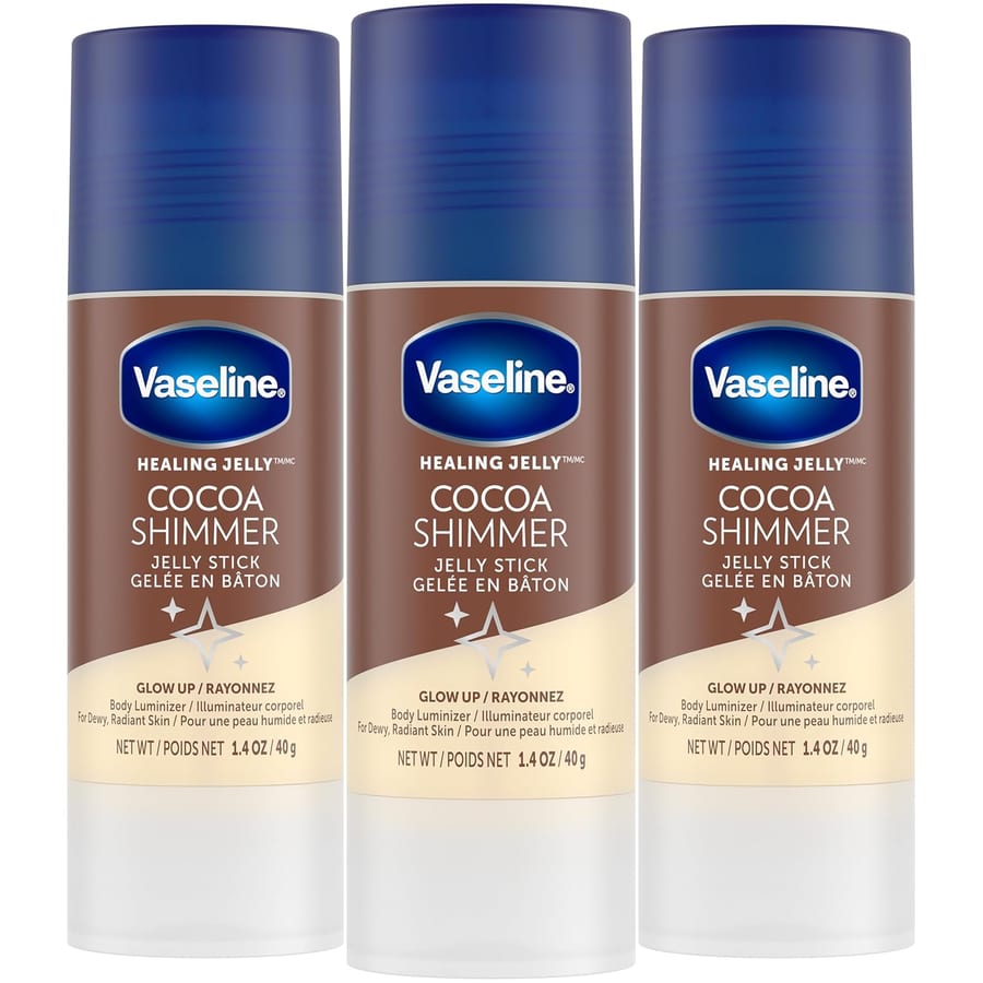فازلين جلي ستيك بلسم للبشره الجافه بزبدة الكاكاو 40 جم Vaseline Cocoa Shimmer Jelly Stick