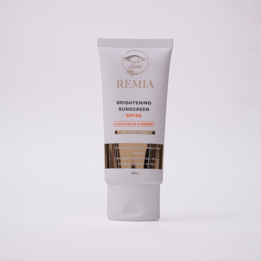 REMIA brightening sunscreen spf 50 - واقي ريميا لجميع انواع البشرة 50 مل