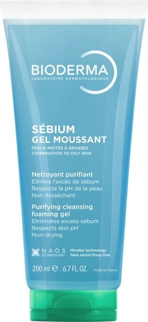 جل غسول منقّي للبشرة الدهنية والمختلطة بايودرما 200 مل Bioderma Sebium Gel Moussant 200Ml