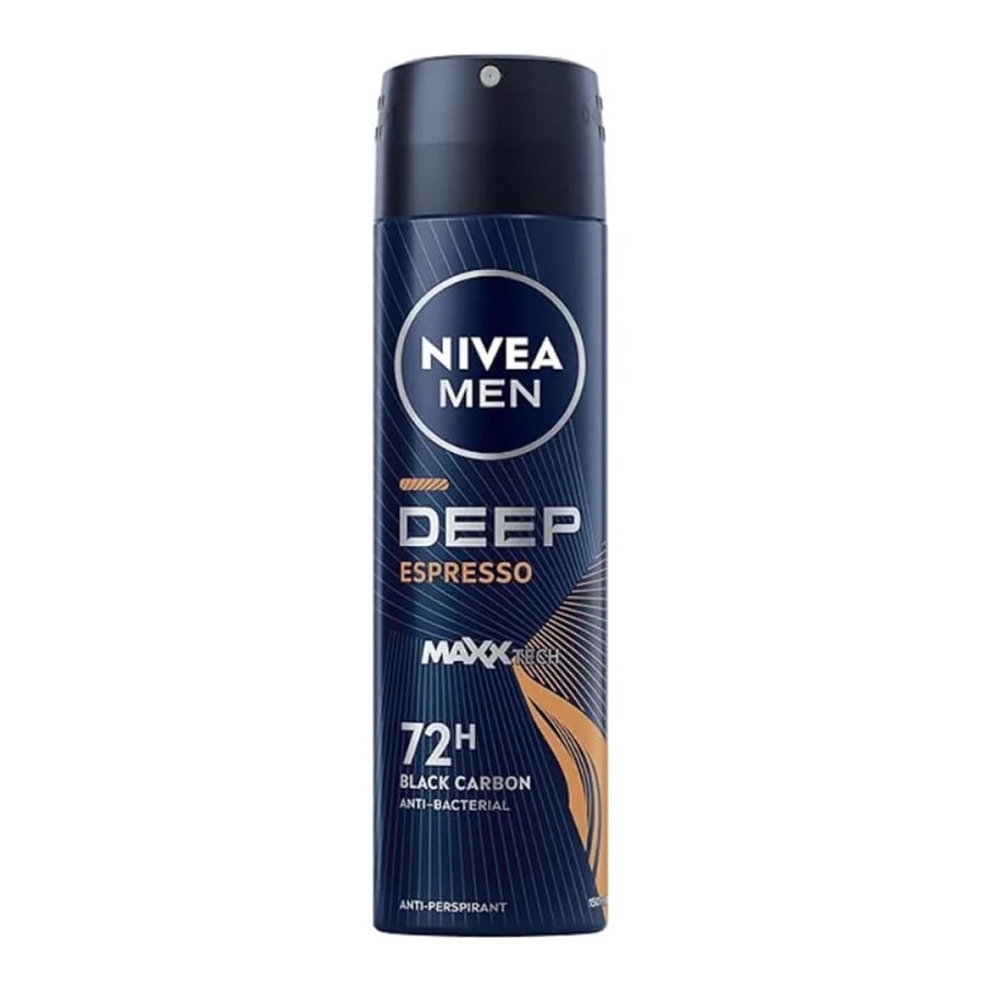 NIVEA MEN DEODORANT DEODORANT DEEP BLACK CARBON 150ML نيفيا بخاخ إسبرسو كاربون أسود عميق مضاد للتعرق - 150 مل