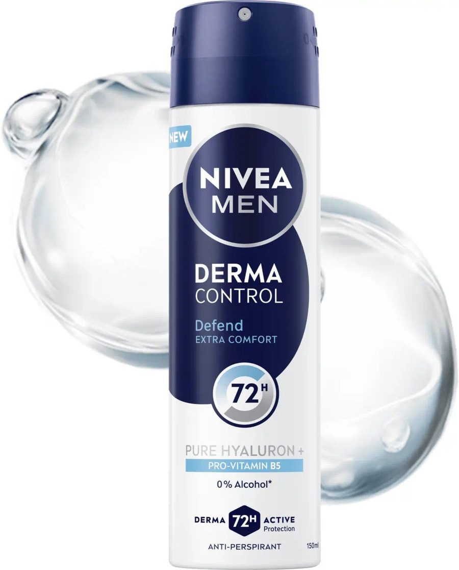Nivea Men 72h Derma Control Defend Extra Comfort Anti-perspirant Spray 150ml نيفيا مزيل عرق بخاخ ديرما كونترول رجالي ديفيند – 150 مل