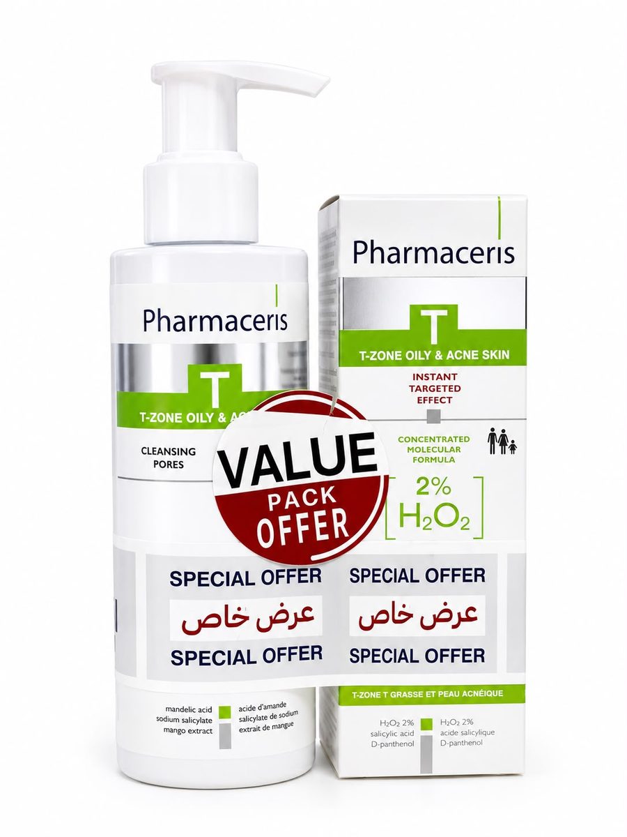 pharmaceris t-zone oily & acne skin kit ( gel + cream ) - كت حب الشباب كريم موضعي 10 مل مع جل منظف 100 مل