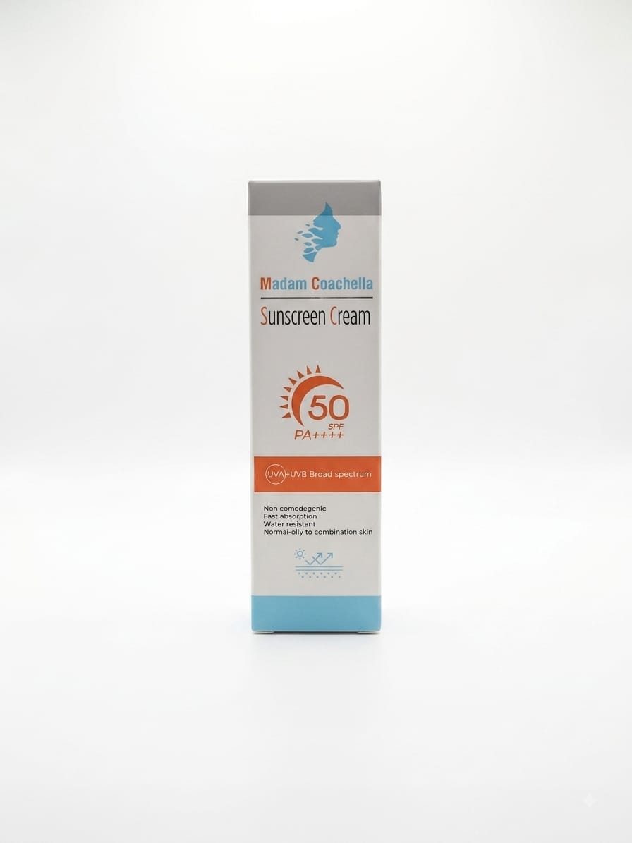 Madam Coachella Sunscreen Spf 50PA++++ - 80g | مدام كوتشيلا كريم واقي شمسي spf 50++++ - 80 غرام