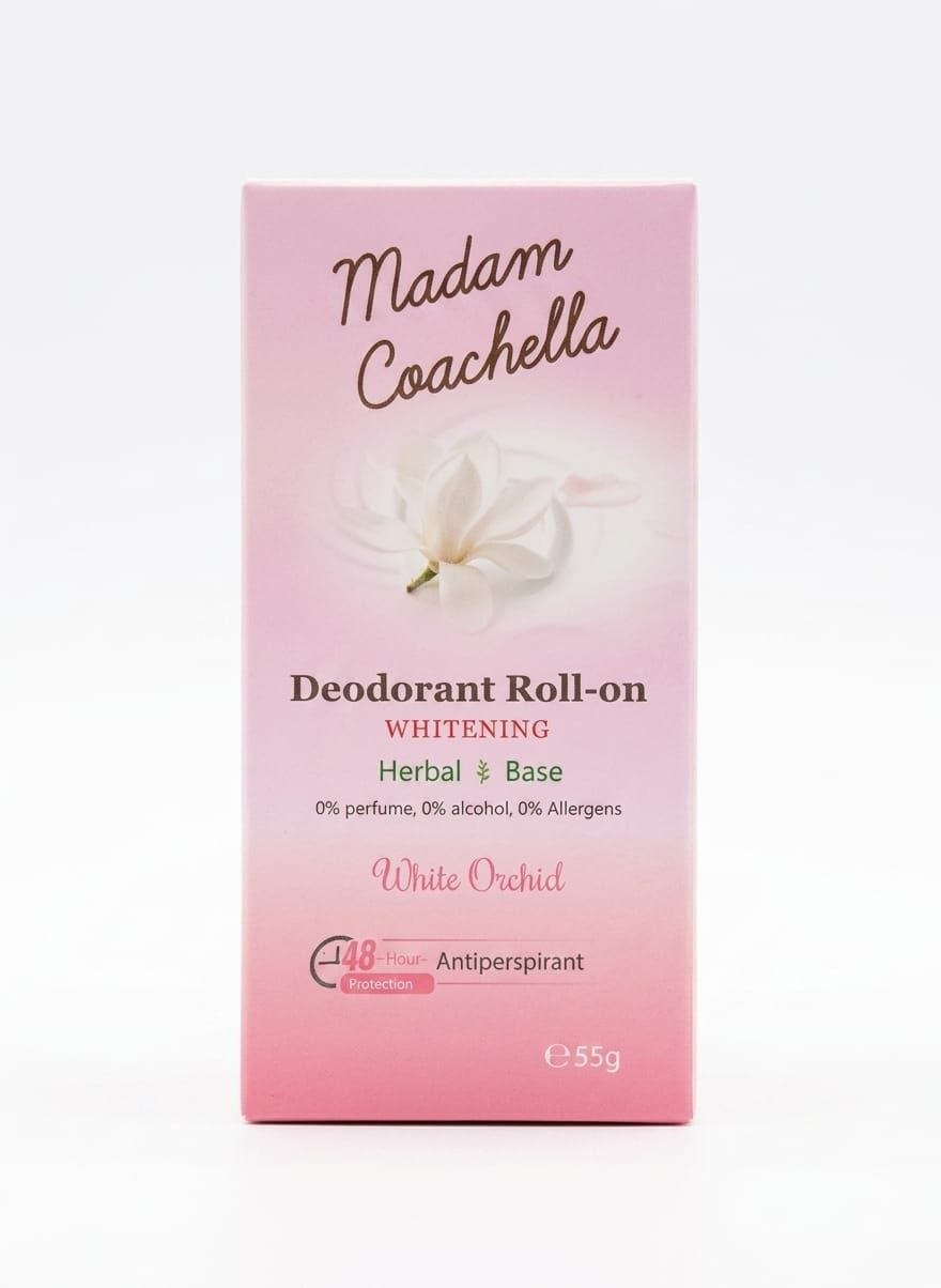 Madam Coachella Deodorant Roll On White Orchid 48H - 55g | مدام كوتشيلا مزيل تعرّق رول أون – 55 غرام