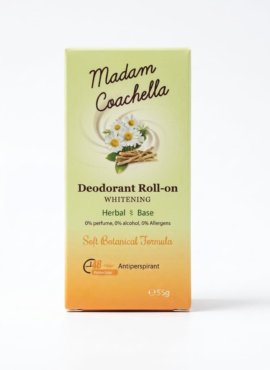 Madam Coachella Deodorant Roll On Soft Botanical Formula 48H - 55g | مدام كوتشيلا رول اون مزيل تعرق بتركيبة نباتية - 55 غرام