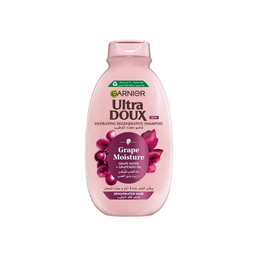 Garnier Ultra Doux Grape Moisture - Hydrating شامبو ألترا دوكس برائحة العنب المرطبة - شامبو مجدد ومرطب للشعر الجاف.