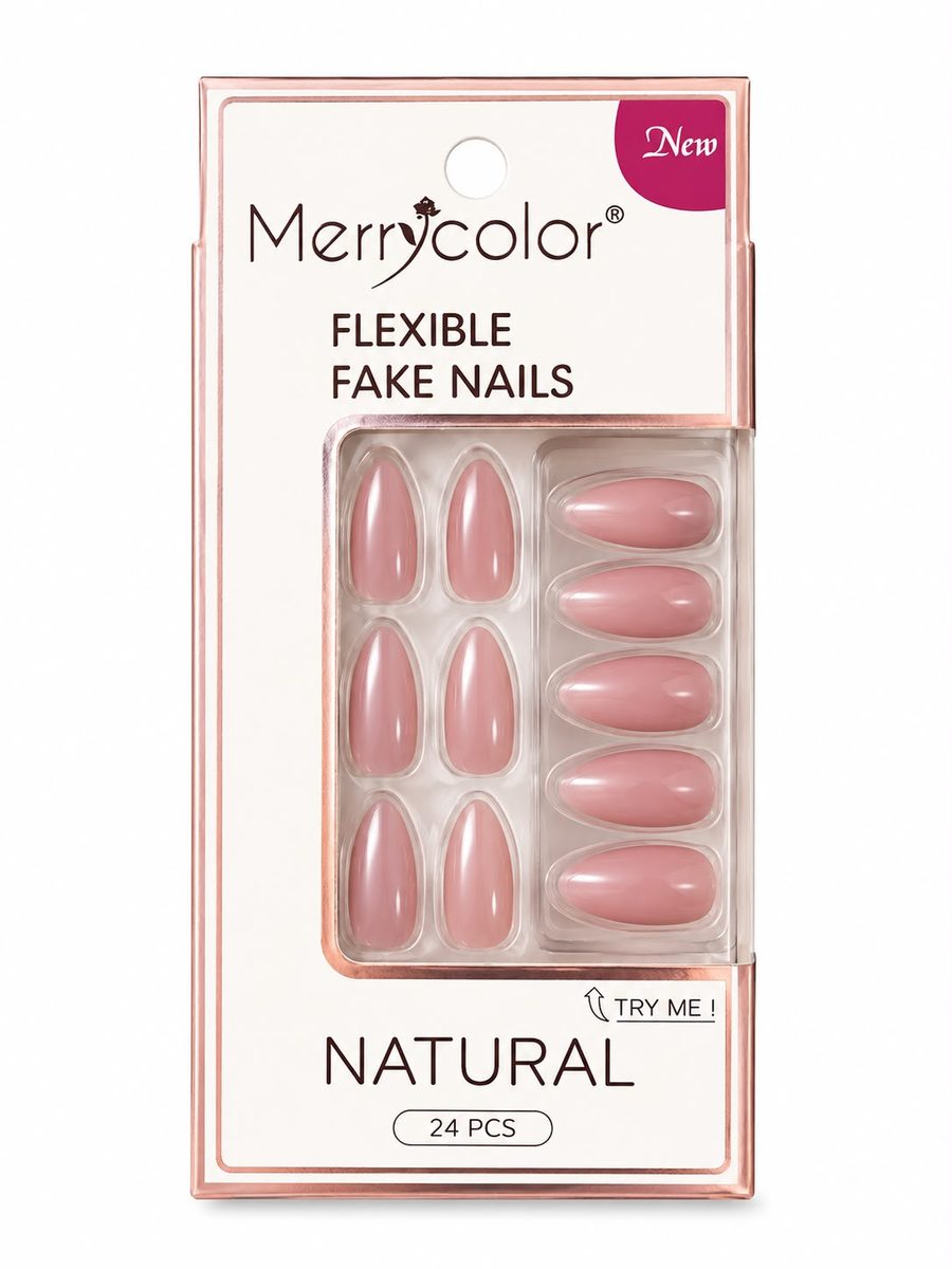 merrycolor natural nails - اظافر طبيعية ملونة وردي نود
