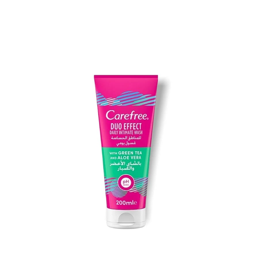 Carefree Daily Intimate Wash with Green Tea and Aloe Vera,200ml - غسول كيرفري اليومي للمناطق الحساسة مع الشاي الأخضر والصبار، 200 مل