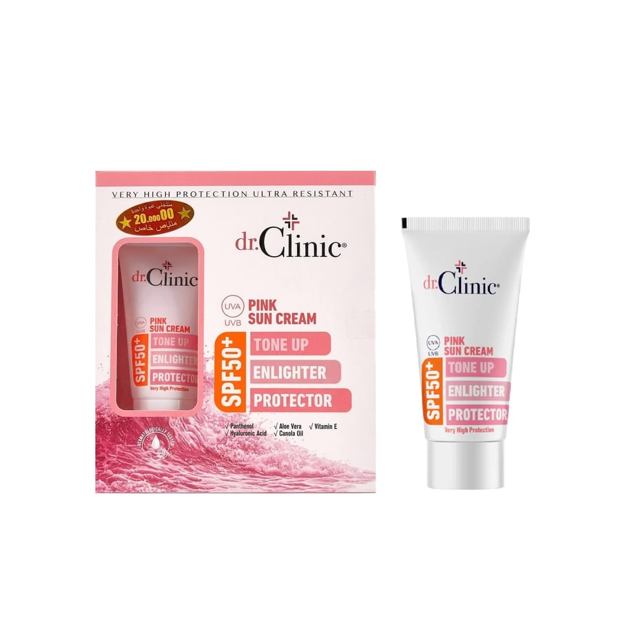 (DR.CLINIC pink SPF50 Enlighter Protector Tone Up Sun Cream 50ml (1+1 FREEعرض دكتور كلينك واقي من اشعة الشمس ملون