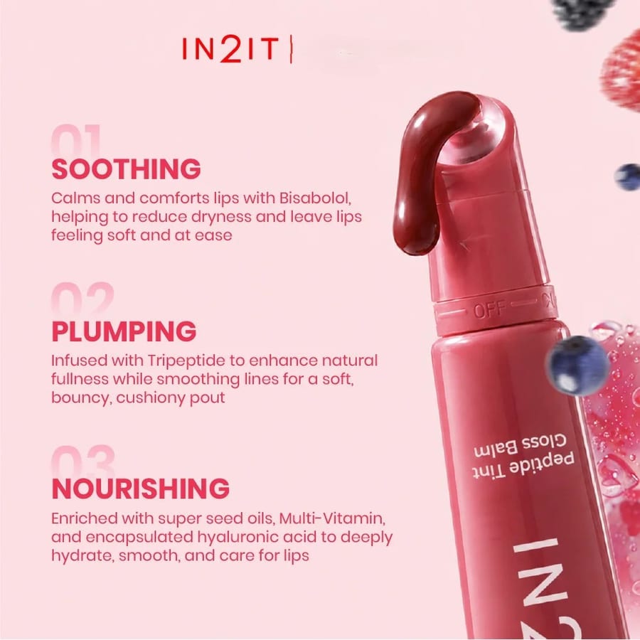IN2IT Peptide Tint Gloss Balm 10g - بلسم ملمع شفاه ان تو ات بتركيز الببتيد 10 غرام