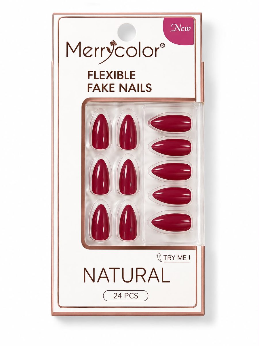 merrycolor natural nails - اظافر طبيعية ملونة لون احمر