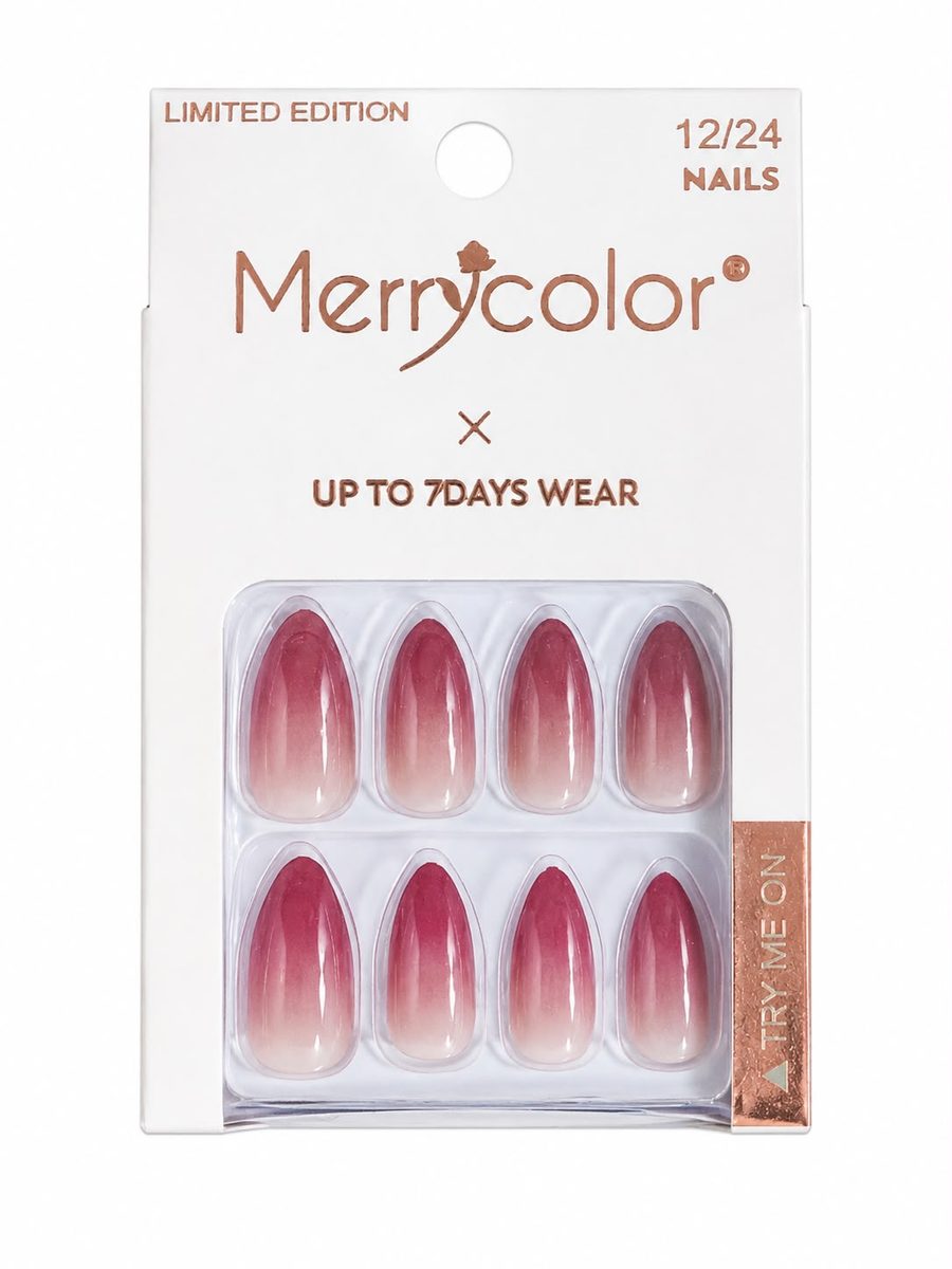 merrycolor nails - اظافر ملونة احمر غامق