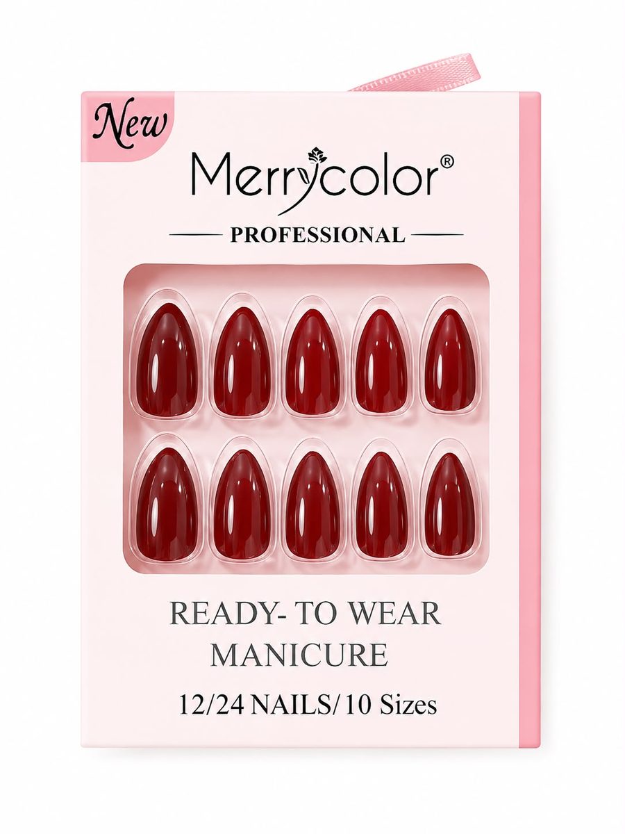 merrycolor nails - اظافر ملونة لون احمر
