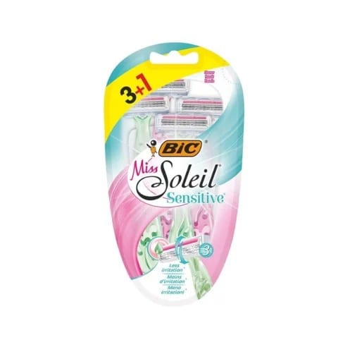 BIC Miss Soleil Sensitive Triple Blade Razors 4 PCS شفرات حلاقة ميس سولاي الحساسة ثلاثية الشفرات، 4 قطع