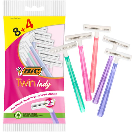 مجموعة شفرات حلاقة BIC Twin Lady للاستخدام مرة واحدة، 8+4 قطع