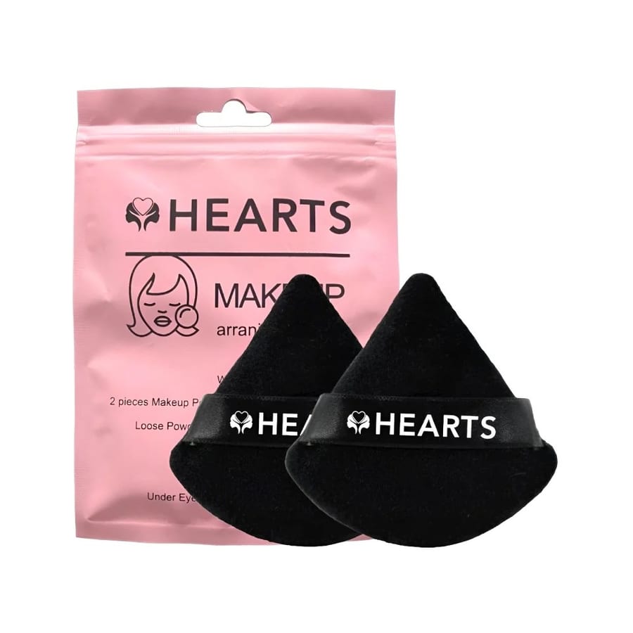 Hearts Powder Puff Sponge - 2 Pieces - هارتس- اسفنجة تطبيق بودرة المكياج -قطعتين