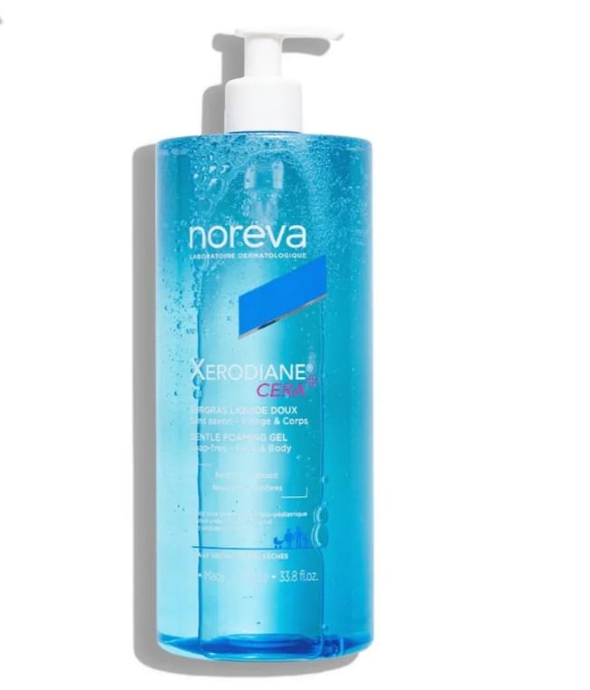 Noreva Xerodiane Cera+ Superfatted liquid gentle shower gel for very dry to extremely dry skin 1 L - جل استحمام سائل لطيف فائق الترطيب من نوريفا زيروديان سيرا+ للبشرة شديدة الجفاف إلى شديدة الجفاف، 1 لتر
