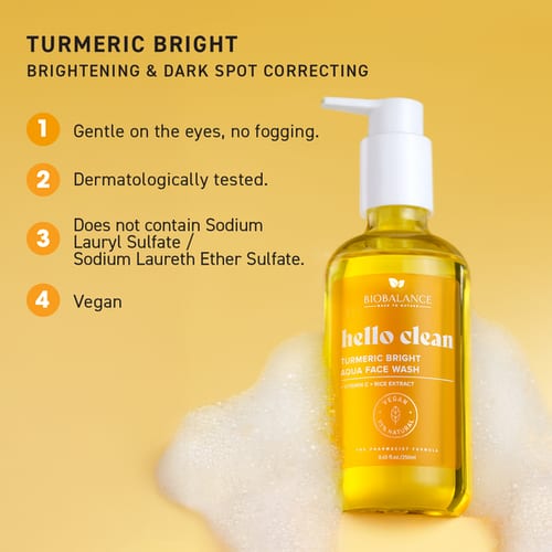 Bio Balance HELLO CLEAN Turmeric Bright Aqua Face Wash - 250ml | بايو بالانس غسول هيلو كلين بالكركم - 250 مل