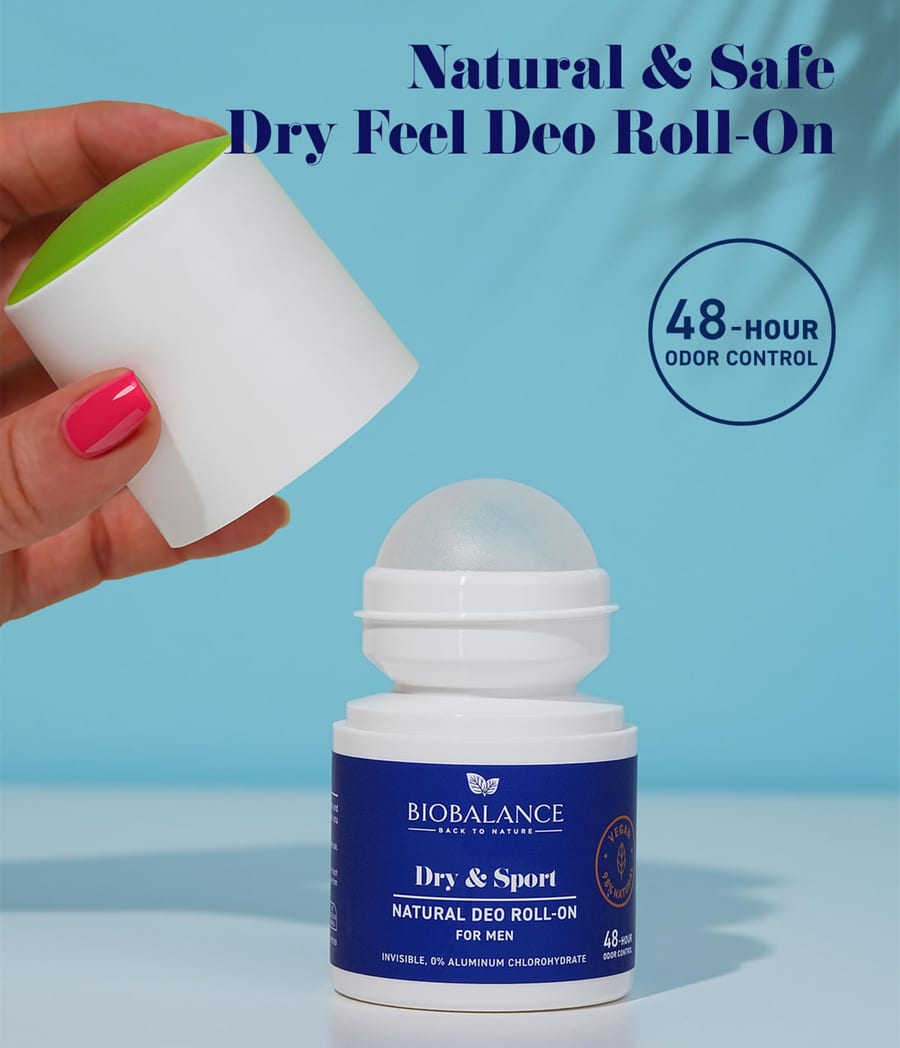 Bio Balance Dry & Sport Natural Deodorant Roll-On For Men - 50ml | بايو بالانس رول أون طبيعي للرجال دراي وسبورت - 50مل