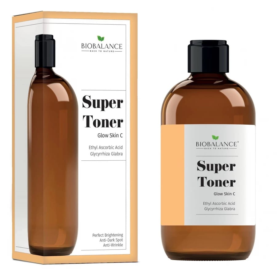 Bio Balance Super Toner Glow Skin C Anti-Wrinkle and Illuminator Against Pigmentation Spots, for All Skin Types - 250ml | بايو بالانس سوبر تونر فيتامين سي مضاد للتصبغات و التجاعيد - 250 مل